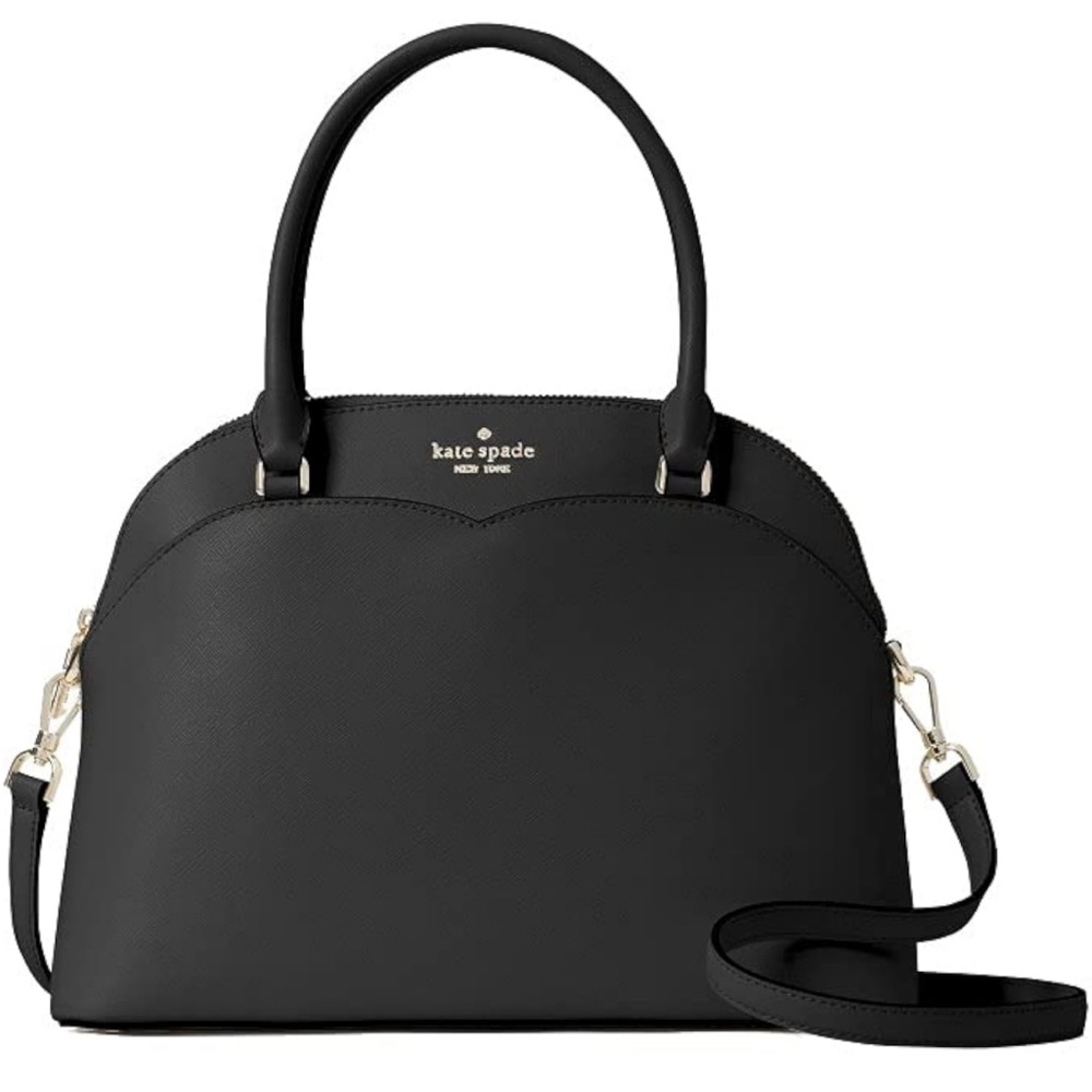 Kate Spade New York- Payton Medium Dome Satchel Saffiano Leather Bag, Black
